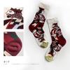 ETSMON Stylish Floral Unique High Crew Matching Set of Dog and Moss Women's Socks, Print, Design, Length, Cotton, Stretchy, Breathable, All-Year,