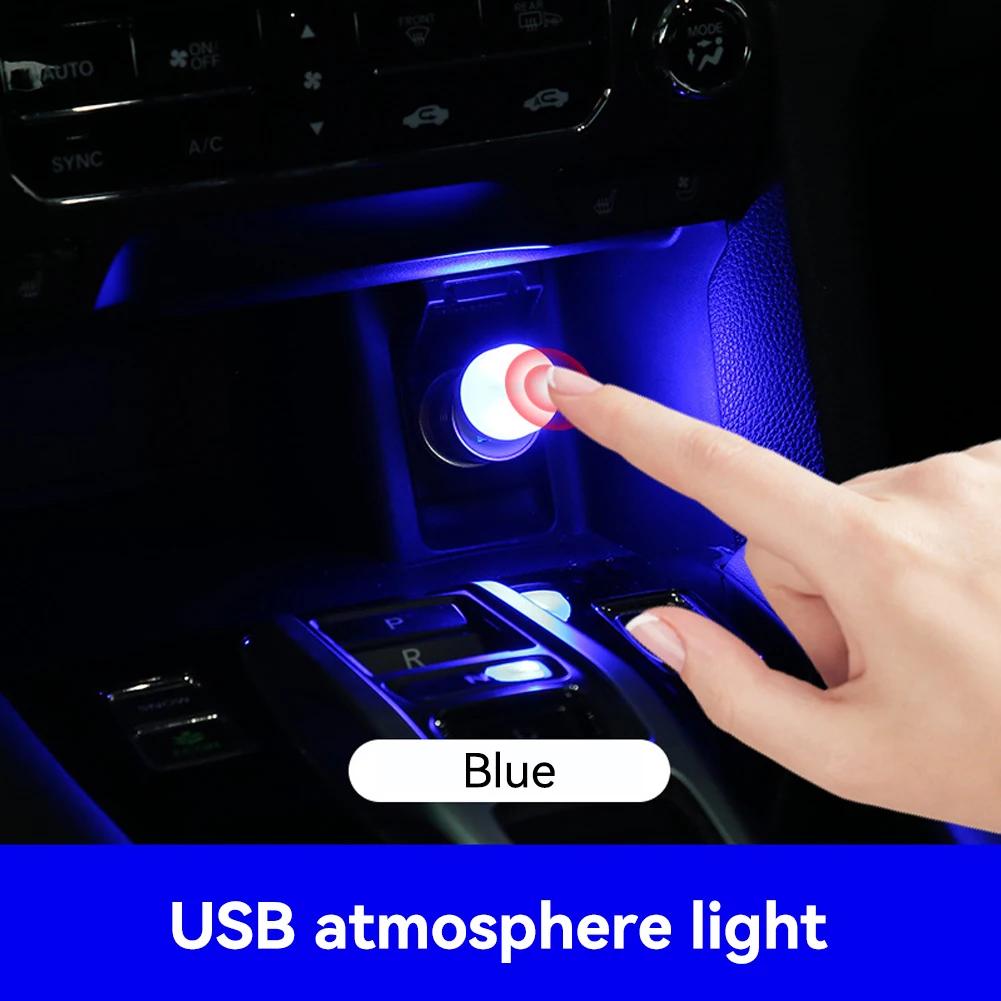 USB Touch Car Atmosphere Light LED Interior Ambient Decorations Lights Auto Reading Lamp Colorful Decorative Lamp Accessories