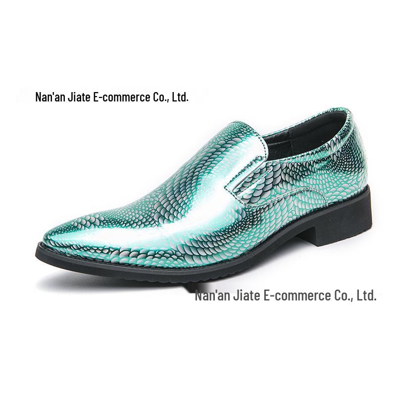 Men's Plus Size Leather Pointed Toe Slip-on Derby Shoes - Shiny Formal & Casual