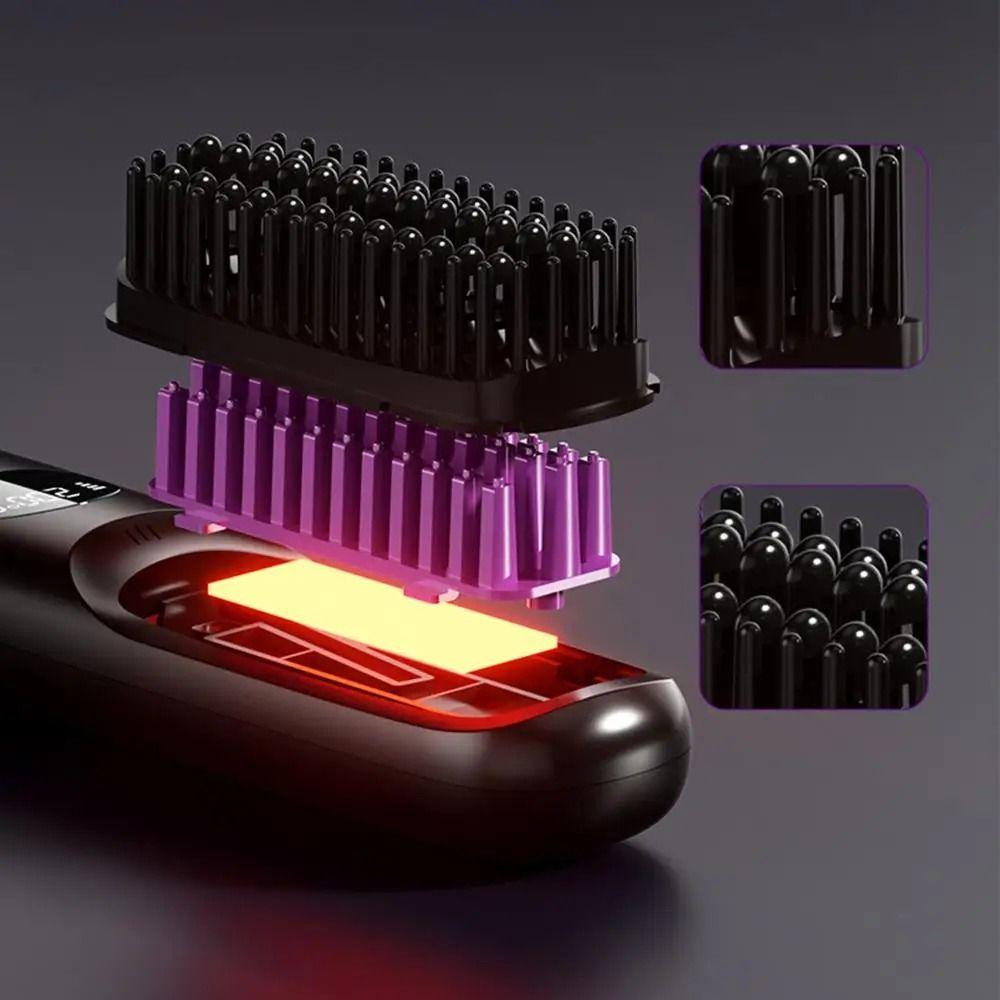 Dual-Function Operation Electric Hair Straightener Brush USB Charging Hair Brush Home Use