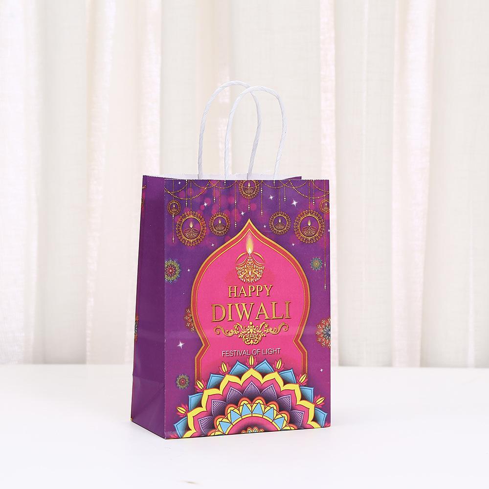 

StoBag diwali theme gift wrapping bags for sweets luxury designer bags festival of lights reusable packaging birthday treat 30pcs&15x8x21cm