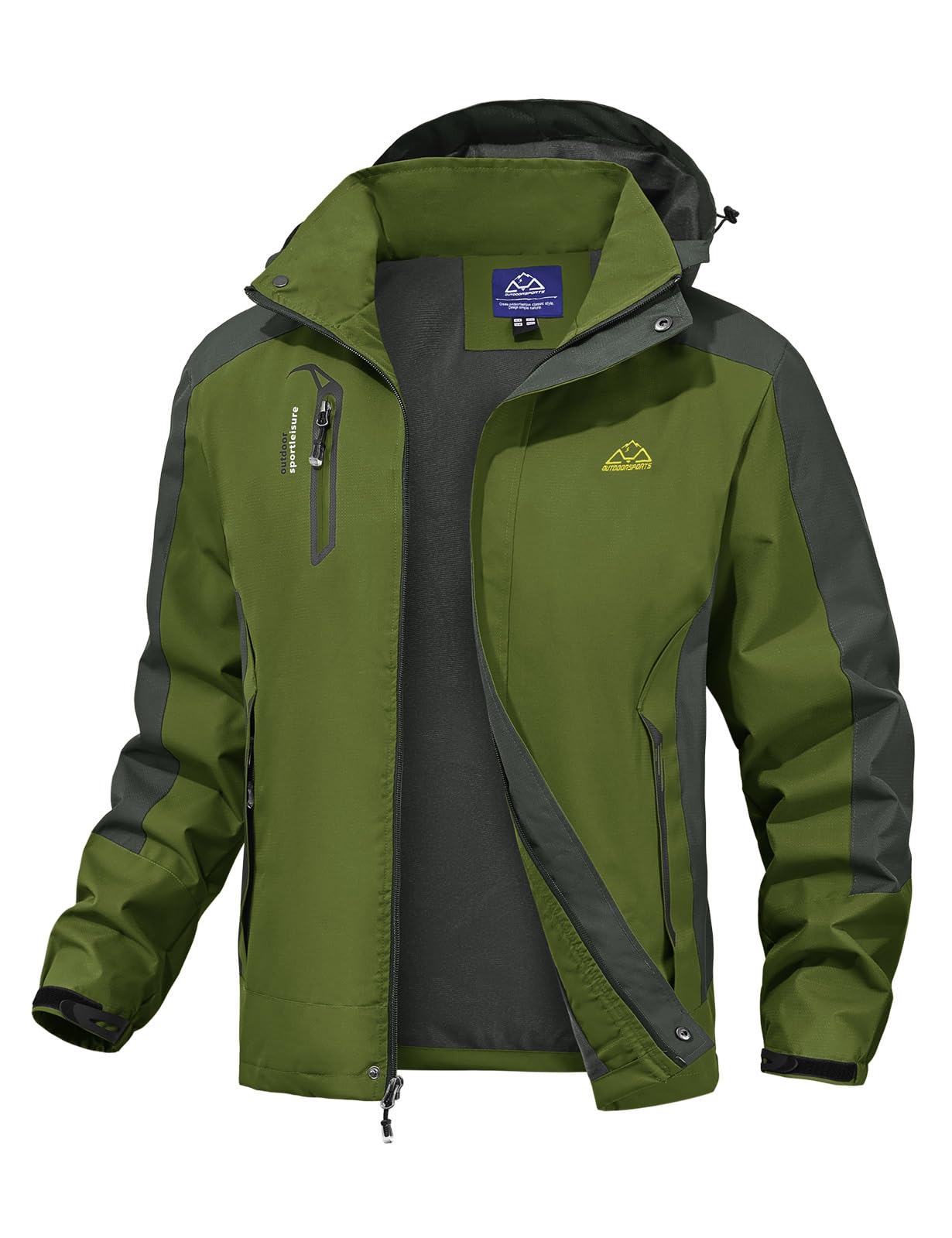 

[Gopune] Men s Mountain Parka Outdoor Jacket, Windproof Water-Repellent Hiking Hooded Coat for Climbing Cycling Fishing, Spring Autumn Winter Green XL