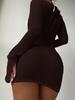 European & American Style Women's Long Sleeve Hollow-out Swimsuit Cover-up In High Elastic Nylon Cornflower