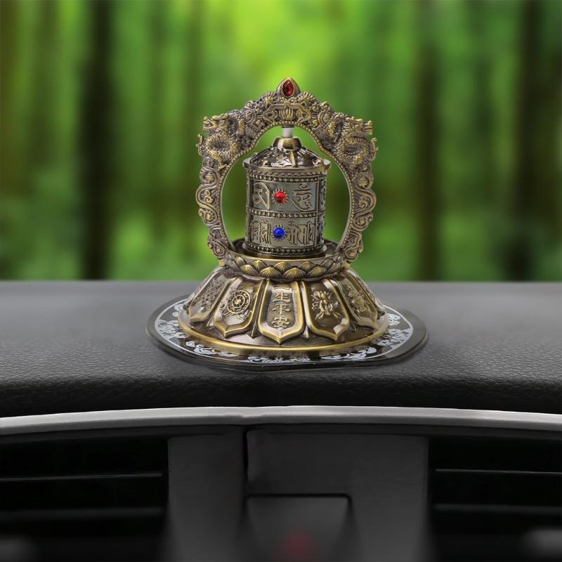 Solar Powered Tibetan Prayer Wheel Buddhist Decorative Ornament for Meditations,Yogas,Relaxation Decors Car Accessories