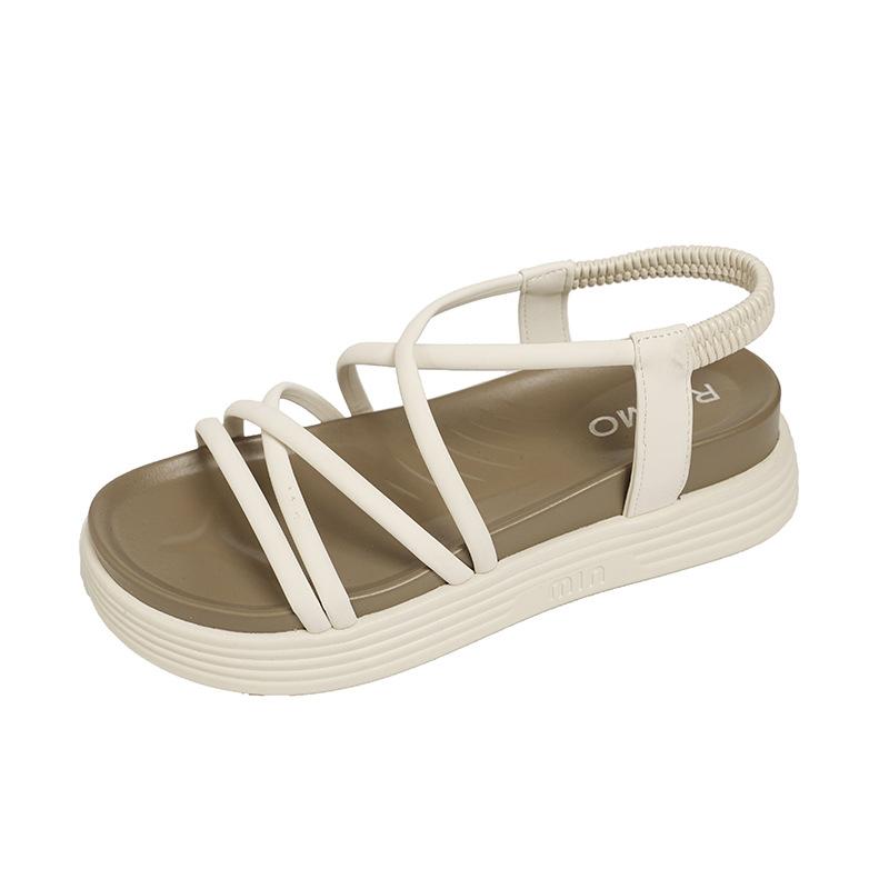 2025 summer new Roman sandals women's platform versatile fashion fairy wind soft sole student non-slip beach shoes