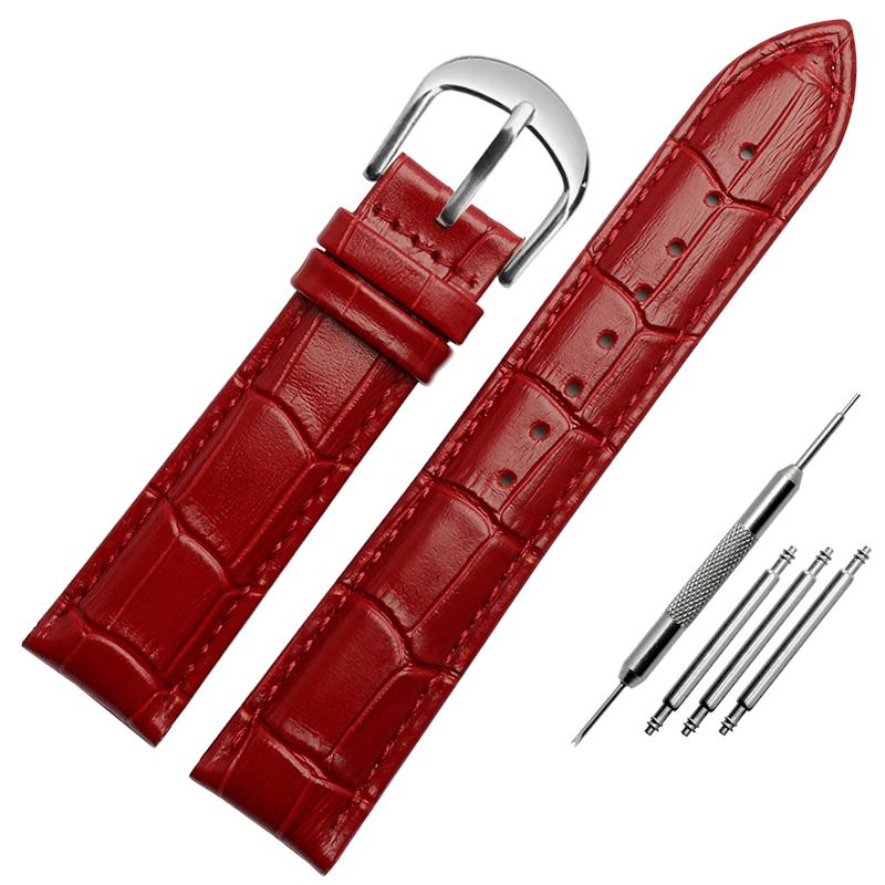 Fashion Soft Leather Watch Strap Green Pink Red Blue Cowhide Genuine Band 12mm 14mm 15mm 16mm 18mm 20mm Women Men Accessories