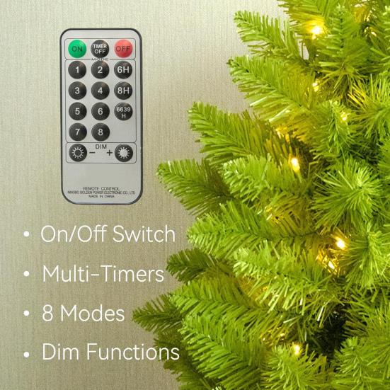 Lighted Pine Needle Christmas Tree Top Curved Artificial Green Xmas Tree with String Light for Tabletop Centerpiece Holiday Indoor Decor