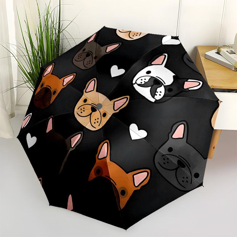 

1pc French Bulldog Pattern Automatic Folding Umbrella - Portable Collapsible Design, 8-Rib Iron Frame, Durable Fabric yy251125142