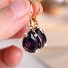 Charm Female Purple Water Drop Zircon Stone Hoop Earrings Gold Color Simple Wedding  For Women