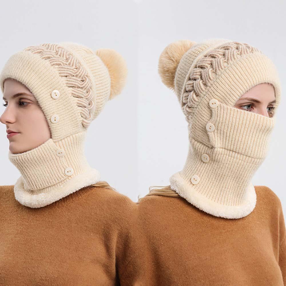 

Elastic Scarf And Hat Set Woolen Knitted Hat Fashion Hooded Thermal Cap Winter сірий
