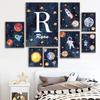 Custom Kids Name Wall Art Poster Print Space Rocket Astronaut Planet Nursery Canvas Painting Personalized Wall Art Painting Art
