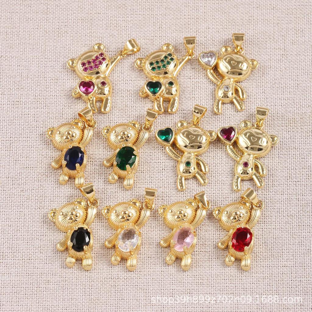 Korean Zircon Heart Teddy Bear Necklace: Trendy European & American Clavicle Chain Jewelry
