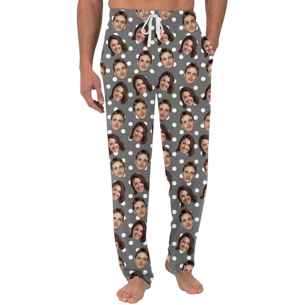 Men's Custom Pajama Pants with Pockets, Casual Long Sleep Pants for Home