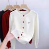 Andy Fleece Washing Water, Embroidered Bow Knitted Cardigan Jacket Women's Autumn and Winter Sweater Lazy Short