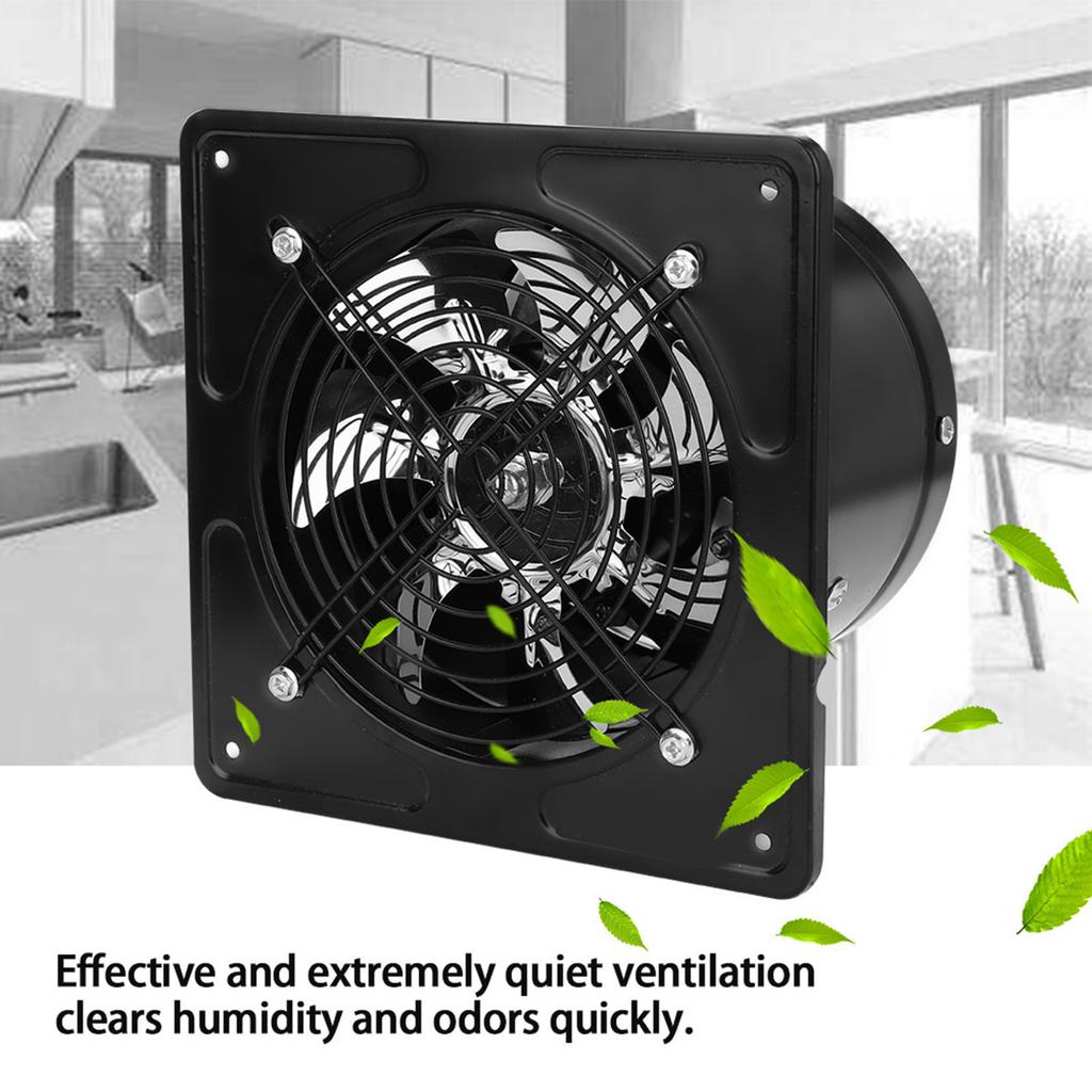 190mm 40W 220V Wall Mounted Exhaust Fan Low Noise Home Bathroom Kitchen Garage Ventilation (Black)