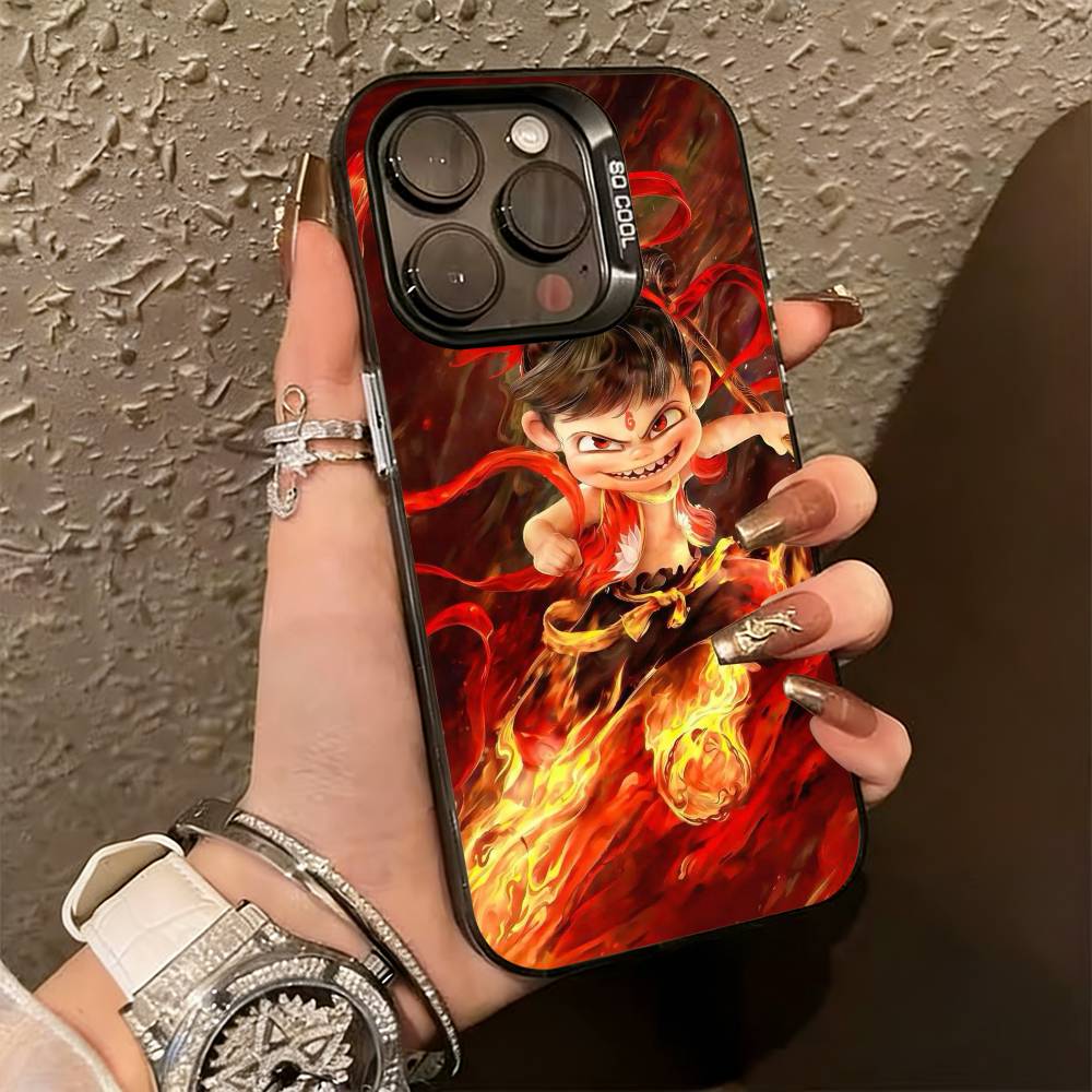 

Chinese Mythology Na Zha Phone Case For iPhone 17,16,15,14,13,12,11 Plus,Pro Max,XS,Colorful Silver Phone case Funda Cover iPhone16pro