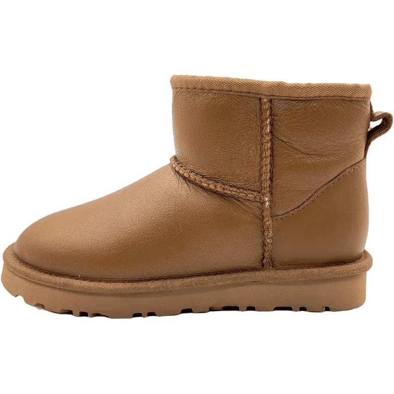 Mode Hochwertige Damenstiefel aus Wolle, wasserdichte und glänzende Lederschneestiefel, warme High-Top-Low-Top-Flachbodenstiefel aus reiner Wolle