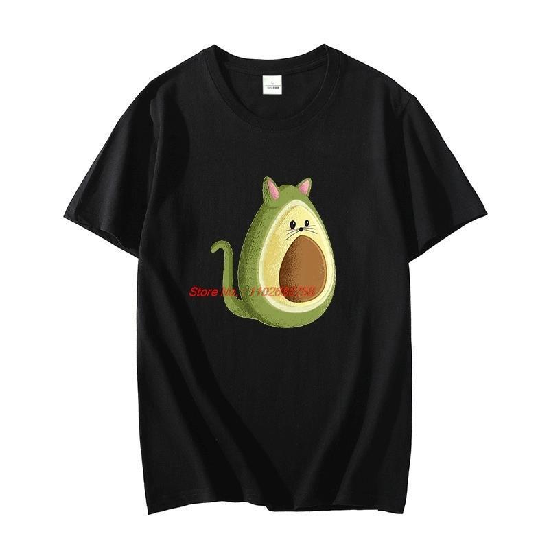 Avocado Cat Funny Unisexs T Shirt Graphic T Shirts Cotton Tshirt Short Sleeve Tshirts Summer Oversized Tshirt Unisexs Clothing