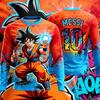 2026 Dragon Ball Z Kinder Herbst Langarm-T-Shirt, Messi Herren Winter Fußball Sport T-Shirt Fan Spezial Trikot Set