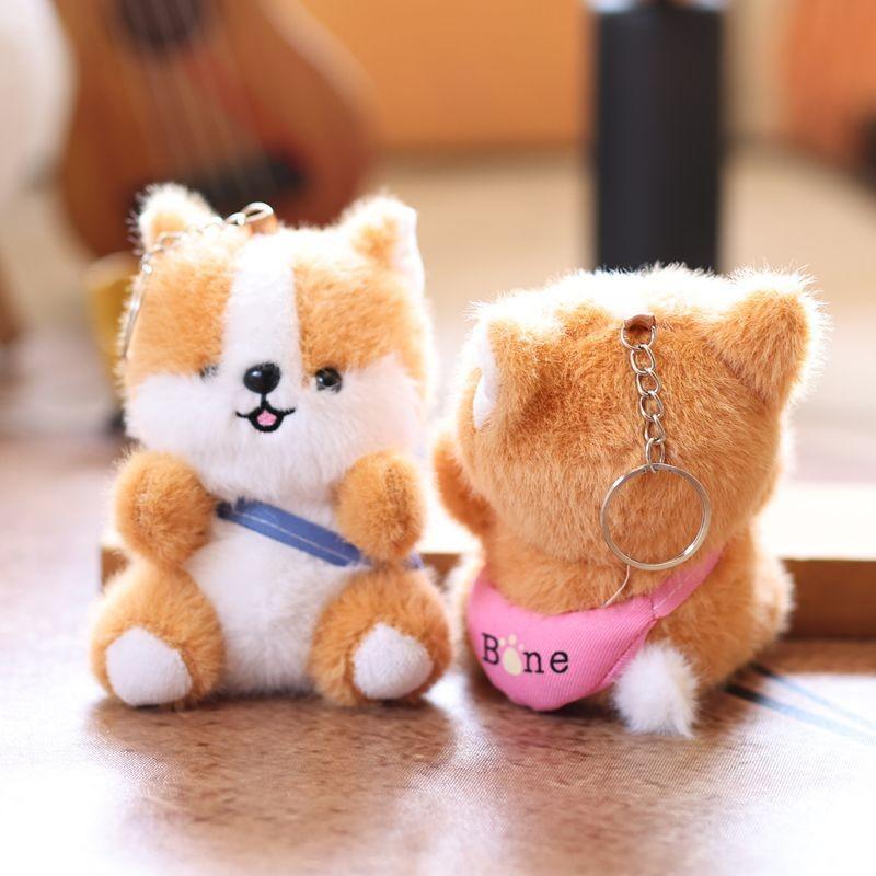 Corgi Puppy Plush Pendant Bag Hanging Decoration Keychain Animal Cartoon Doll