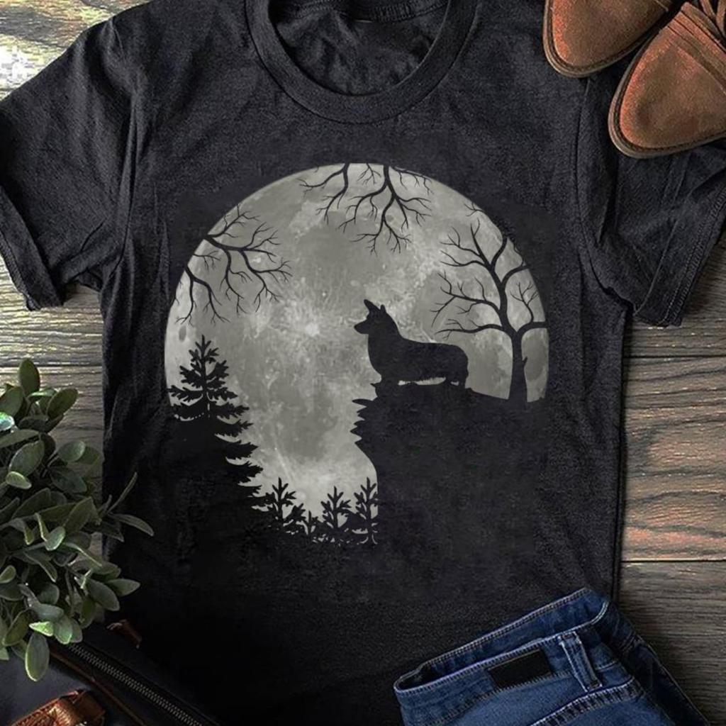 Corgi Howl Moon T-Shirt: Halloween Dog Costume Tee