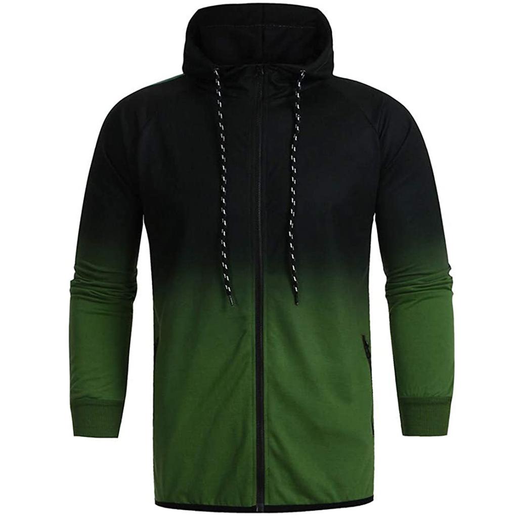 Men's Spring &  Round Neck Hooded Colour Blocking Cardigan Sweatshirt Suit