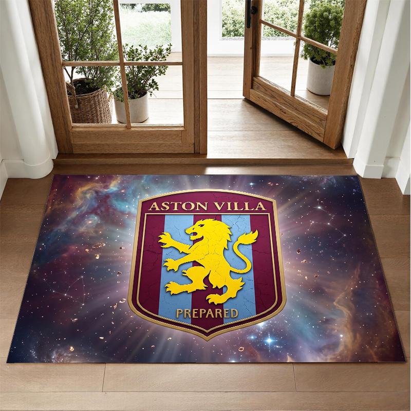 Aston Villa Football Design Crystal Velvet Rug Soft Decorative Mat for Bedroom Entrance