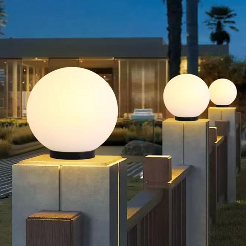 Waterproof Outdoor Solar Post Lights - White Round Moon Ball for Garden, Courtyard, Gate, and Fence Pillars