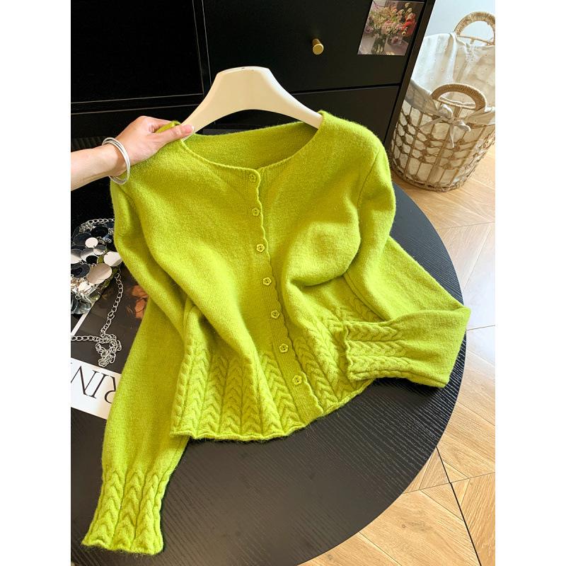 Women's 2026 Slimming Loose Knit Cardigan - Soft & Fluffy Crocheted Sweater Top for Autumn/Winter