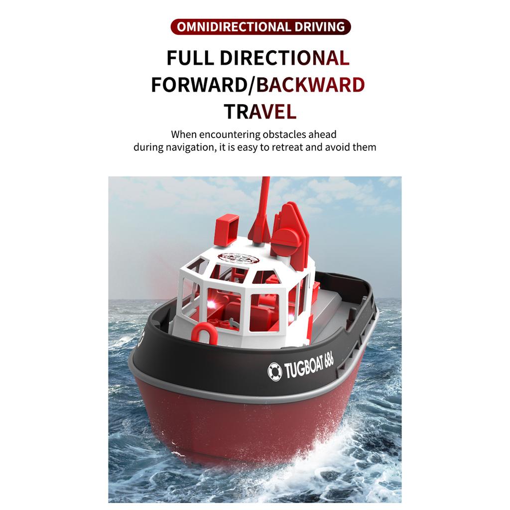 Remote Control Boat, 1:72 Remote Control Boat for Pool & Lake, 2.4GHz Remote Control Tugboat for