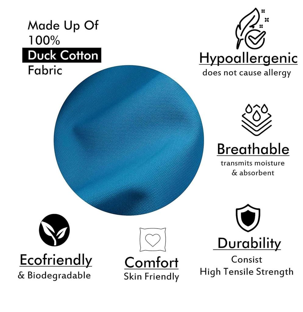 Cotton Canvas Decorative Cushion Covers, (16 X 16 Inch), Set of 5, Sky Blue, 250 TC