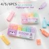 4/5/6 szt. Artykuły papiernicze Zakreślacze Długopisy Marker z Miękką Końcówką Kreskówkowy Fluorescencyjny Długopis Prezent dla Ucznia