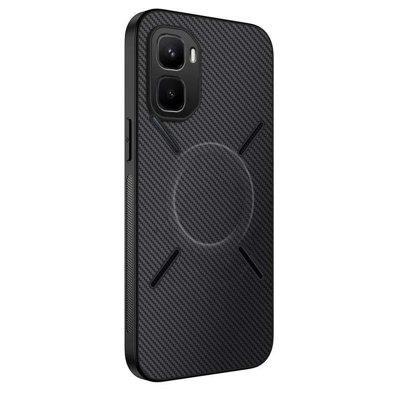 Чехол для Infinix GT 50 Pro Новый Премиальный Магнитная Крышка с Текстурой Углеродного Волокна Для Infinix GT50Pro Поддержка беспроводной зарядки Funda Infinix GT 50 Pro чёрный