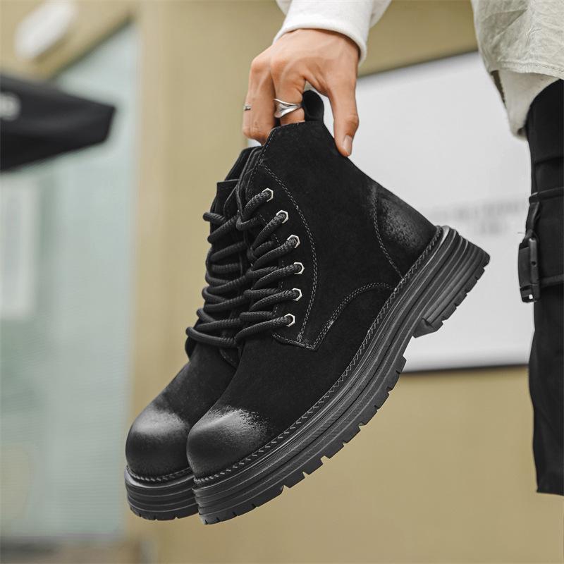 Men's 2024 Retro Martin Boots: British Style, Wear-Resistant, Thick-Soled, Autumn Trendy Yellow Boots