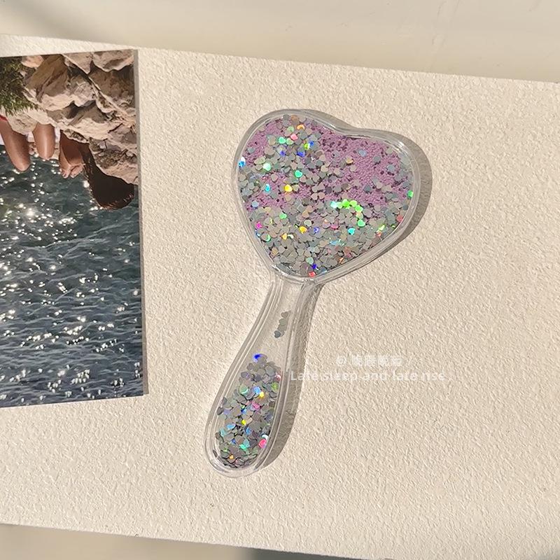 

Новая подушка-сердечко с пайетками, расческа для волос и массажа кожи головы с зеркалом - Портативная и милая для девочек