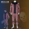 Nightmare Clown Cosplay Costume, Scary Striped Horror Clown Outfit for Halloween Party