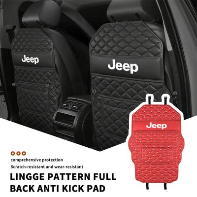 For Leather Anti-Kick Pad Car Waterproof Seat Back Protector Cover Storage Bag Cherokee Wrangler JK Gladiator Compass