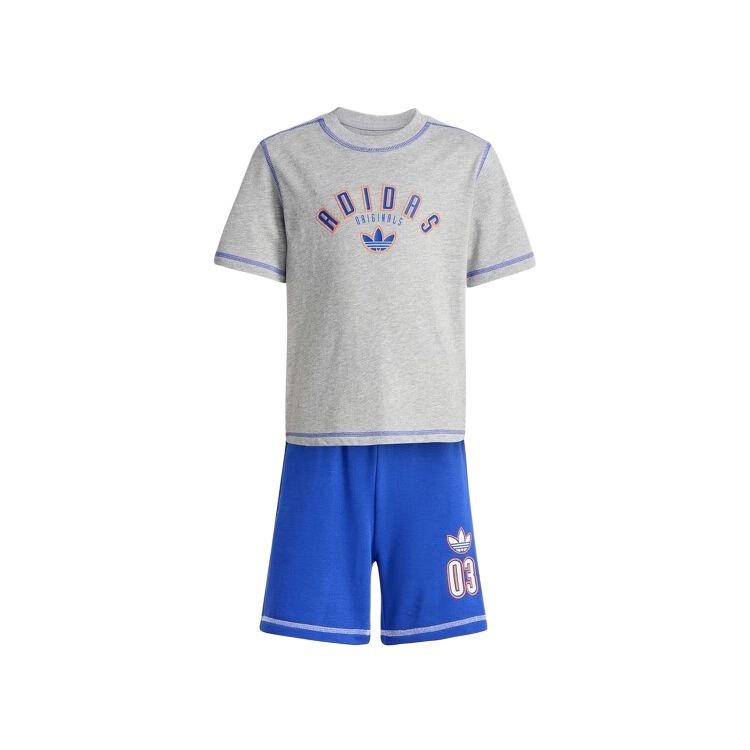 

Adidas Originals Casual Sportswear 2 Piece Set Medium Heather Gray/Bright Blue Kids JX5258 116