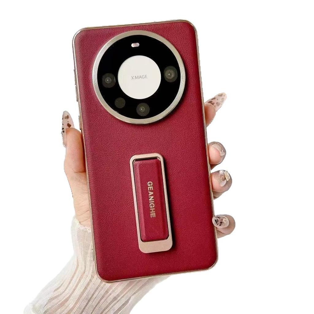 Applicable To Huawei Mate11pro Premium Edition Mobile Phone Case Plain Leather Mate11 New Wrist Bracket Pro + Anti-drop