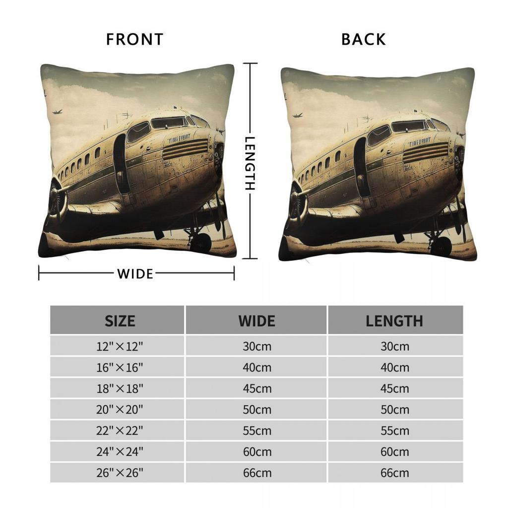 Vintage Aviation Poster Airplane Square Pillowcase Polyester Linen Velvet Pattern Zip Decorative Throw Pillow Home Cushion Cover
