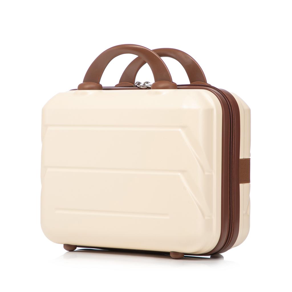 14"/19" 2-Piece ABS Spinner Suitcase Set with Combination Lock & 14" Cosmetic Bag (Beige)