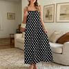 Damen ärmelloses Polka-Dot Maxikleid Sommer lässig langes Kleid mit verstellbaren Spaghettiträgern Leichtes Strandkleid für den Urlaub