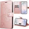 Case for Samsung Galaxy S26, Pink Leather Effect Anti-Scratch Flip Cover with Butterfly Pattern