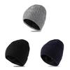 Knitted Hat Men Winter Warmth Wool Beanie Thicklined Fleece For Cold Weather