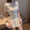 2023 Women's Slim Fit Ice Silk Knit Polo Shirt in White - Summer Short-Sleeved Top