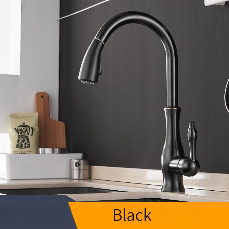 

Kitchen Faucet Silver Single Handle Pull Out Design Single Hole Swivel 360 Degree Water Mixing Tap Mixer for Home Use чёрный