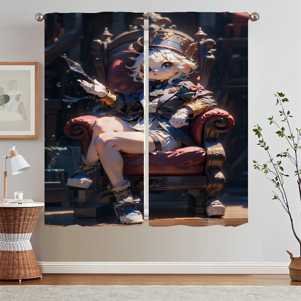 Water God Elegant Room Curtains for Living Room Shade Curtain Tiebacks Bedroom Curtains 2 Pieces Modern Home Decoration Blackout