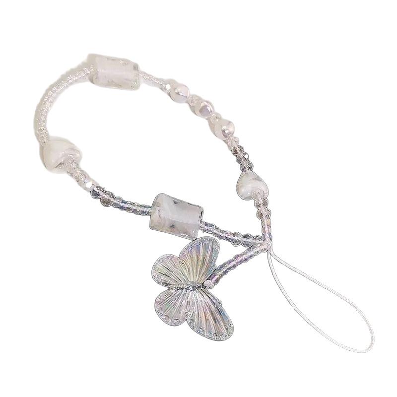 Elegant Beaded Butterfly Phone Lanyard: Luxurious Anti-Lost Crystal Charm for Women