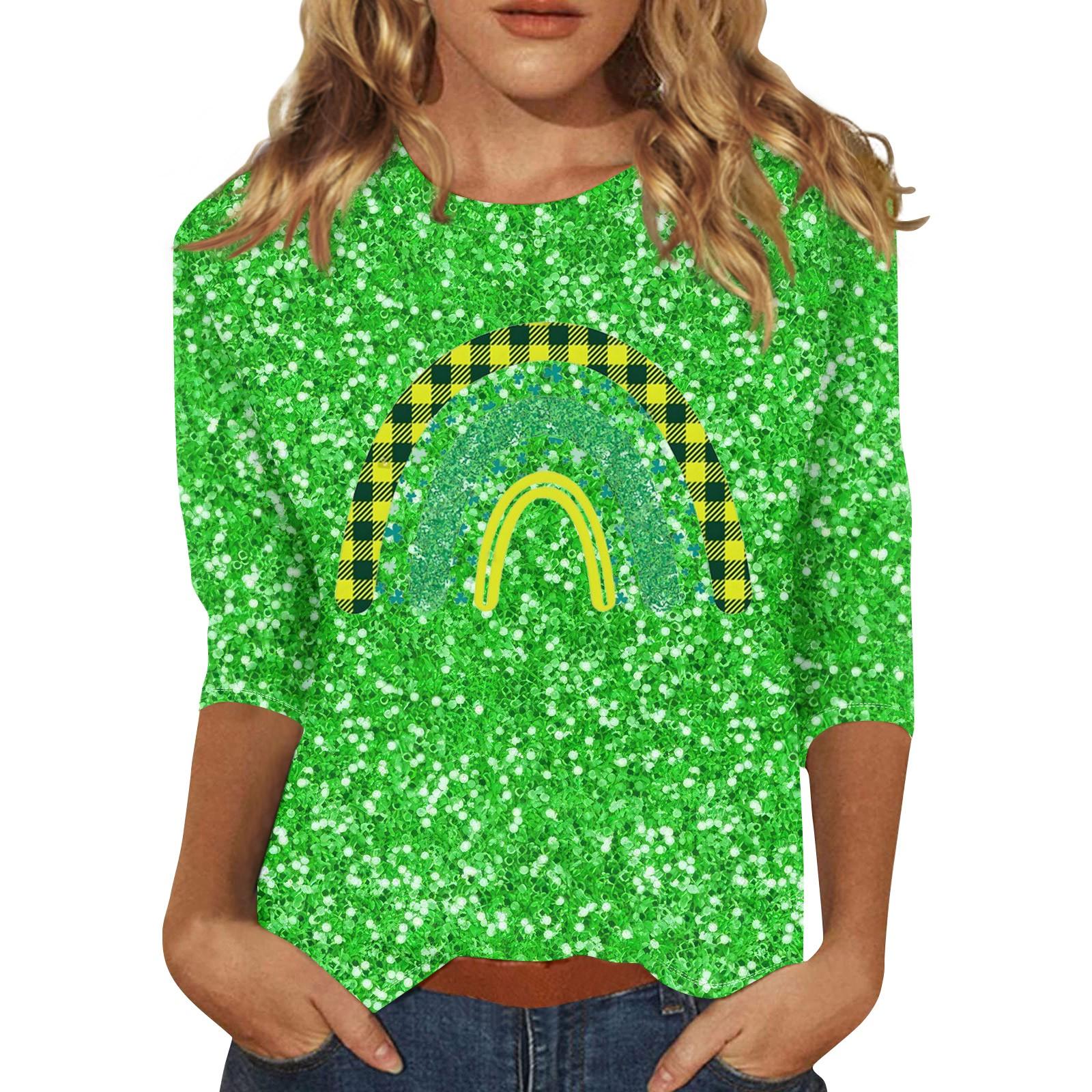 

Женская мода свободный повседневный топ с семью рукавами и круглым вырезом XL