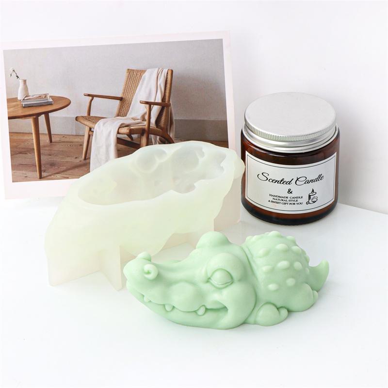 Cartoon Animal Statue Lying Elephant Cartoon Crocodile Silicone Mold DIY Candle Making Molds Plaster Ornaments Home Decor Gifts